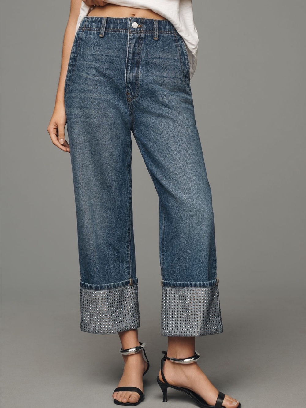 The Lonnie Cuffed High-Rise Crop Jeans by Pilcro: Sparkle Edition - Picture 2 of 7
